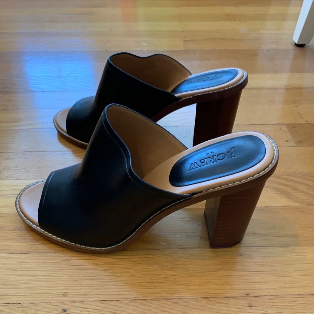 JCrew Margo black leather mules - NWT